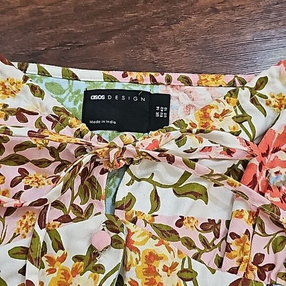 ASOS Twill Sweetheart Mini Tea Dress in Mixed Floral Print Size 10 - Picture 5 of 8